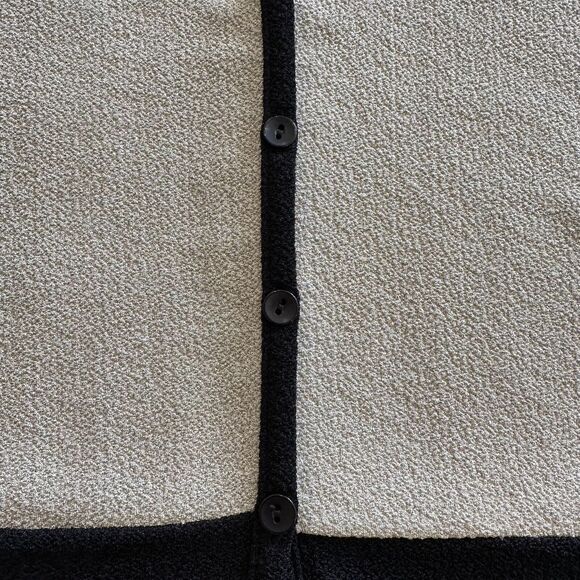 Liz Baker Essentials Women's S Black Tan Colorblock Two-fer Short Sleeve Blouse - Picture 2 of 10